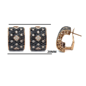 Fiable OEM 18K sólido oro rosa rodio negro Real diamante redondo Stud pendientes ancho aro boda joyería para mujer - Product Image 2