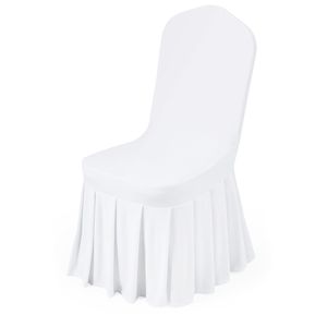 30 housses de chaise blanches en polyester et élasthanne, extensibles, à devant plat, pour banquets, dîners, fêtes et mariages - Product Image 1