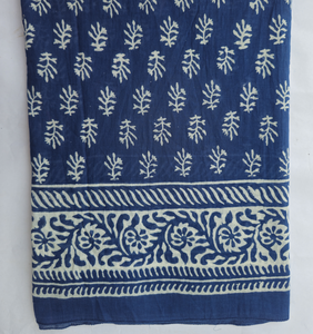 Paréo Sarong en coton bleu indigo, imprimé à la main, écharpe de plage, couverture bohème, accessoire de plage d'été pour femme - Product Image 3