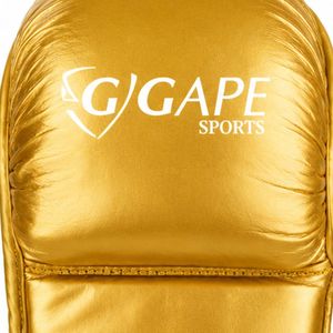 Custom MMA Sparring Gloves PU Leather Open Palm Training Kick Boxing Grappling Equipment Stretch Metallic Gold - Product Image 6