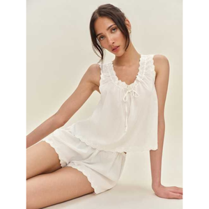 100% Organic Cotton Or Tencel, Ultra-Soft Breathable Fabric, Comfortable Eco-Friendly Nightwear OEM Ladies Sleepwear Pajama <b>Set</b> - Product Image 3