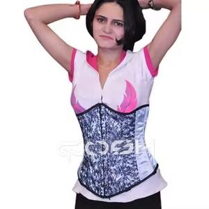 Fournisseur de Corsets en Satin Floral avec Superposition de Dentelle en Maille - Product Image 1