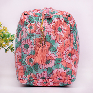 Trousse de Maquillage Réutilisable Écologique à Motifs Floraux, Pochette de Voyage Multifonctionnelle à Fermeture Éclair, Ensemble de Sacs Organisateurs Cosmétiques Durables - Product Image 4