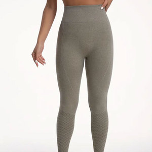 Leggings de sport pour femmes à taille élastique, prix de gros, logo personnalisé, pour yoga et gym, collants de compression - Product Image 1