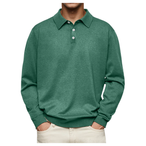 Polo à manches longues marron pour homme, en mélange de coton premium, col classique, pull décontracté et professionnel pour la mode automne-hiver - Product Image 5