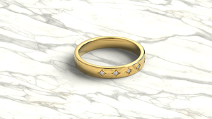Luxury 18K Gold Starburst Diamond <b>Ring</b> Star Setting Round Diamond Flush Band Unisex <b>Dainty</b> Stacking Wedding Jewelry <b>Ring</b> Gift - Product Image 3