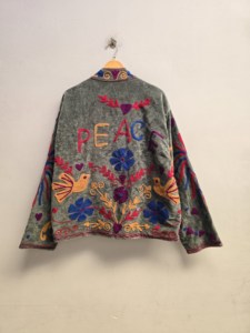 Handmade Breathable Sage Grey Velvet Suzani Jacket <b>Women</b> Multicolor Floral Embroidery Boho Chic Ethnic Winter <b>Coat</b> Wholesale - Product Image 2