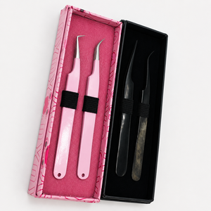 Ensemble de pinces professionnelles pour extensions de cils avec pointes courbées de précision et étui de rangement protecteur pour les artistes en extensions de cils - Product Image 3