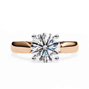 Anillo de Compromiso Solitario Moderno de Oro Rosa Sólido de 14K con Diamante Cultivado en Laboratorio de Corte Brillante Redondo de 2.00ct, Certificado por IGI, E VVS - Product Image 1