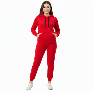 Conjunto Deportivo de Invierno para Mujer, Sudadera con Capucha y Cordón Ajustable, Pantalones Jogger de Felpa de Algodón Estampados, Secado Rápido y Transpirable - Product Image 1