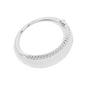 AFFORDABLE LAB GROWN ROUND DIAMOND <b>BANGLE</b> WITH SAFETY LOCK SET IN 18KT <b>SOLID</b> WHITE <b>GOLD</b> FOR GIFTING PARTY WEAR EVERYDAY WEAR - Product Image 1