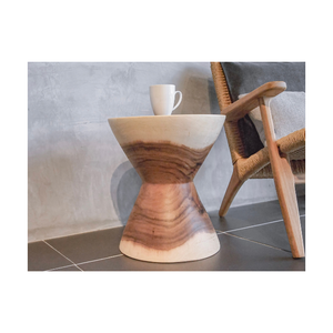 Premium Handcrafted Natural Solid Suar Wood Hourglass Shape <b>Stool</b> Side Table for Luxury Living Rooms - Product Image 2