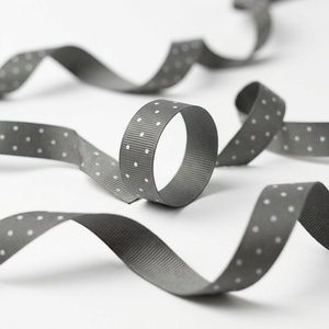 ริบบิ้นโกรเกรนลายจุดสีเทาขนาด 6 มม. จากนีลคามัล อินดัสทรีส์ สำหรับงานฝีมือ เย็บปักถักร้อย ห่อของขวัญ และตกแต่ง - Product Image 1