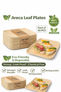 Assiettes jetables écologiques en fibre de palmier Areca, carrées de 10 pouces, lot de 50 pièces, durables, compostables, pour collations, glaces - Product Image 6