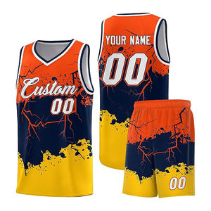 Uniformes de basket-ball personnalisés en polyester pour hommes, maillots et shorts respirants à séchage rapide, uniformes à motifs abstraits - Product Image 3