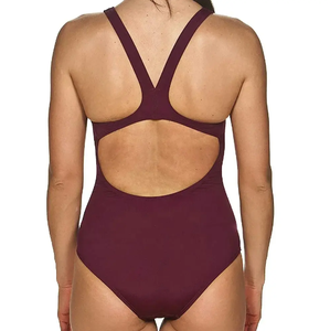 Factory Direct Sale Plus Size Solid Color Custom Made Women's Swimming Suit Front Logo 1 Breathable Spandex/Polyester Low Price - Product Image 5