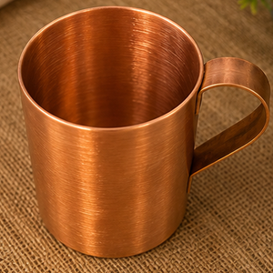 Artisan Ribbon Solid <b>Copper</b> <b>Mug</b> with Flat Comfort Handle Eco-Friendly Drinkware Home Use Vintage Style Drinkware - Product Image 5