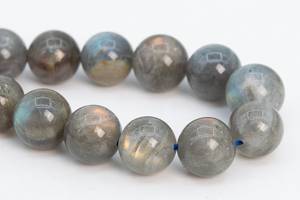 Perles de Labradorite Grise Naturelle Authentique Demi-Brin Rondes en Vrac 7,5 Pouces Vente en Gros Bijoux - Product Image 4