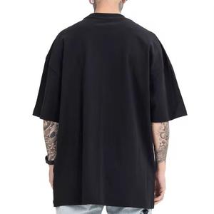 Camiseta de algodón negra de manga corta con cuello redondo y estampado de corazón de la paz para hombre, estilo urbano - Product Image 6
