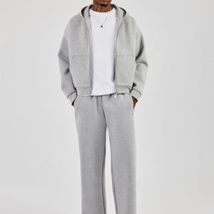 Sudadera con Capucha y Cremallera para Hombre, Talla Grande, Color Sólido, Informal, de Forro Polar Transpirable, con Bolsillo, 340g, Ropa de Invierno, 100% Algodón, Oxend Sports - Product Image 1
