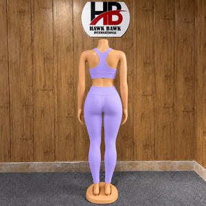 Women Two Piece <b>Racerback</b> Sports Yoga Set Matching <b>Bra</b> Full Length Leggings 2 Piece Fitted Activewear Seamless Top Yoga Set - Product Image 2