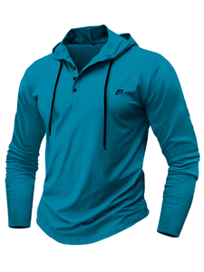 Men's Winter Outdoor Sports Hoodies Regular Fit Long Sleeve Drawstring Breathable Hooded Sweatshirts 100% Cotton Fleece OEM ODM - Product Image 5