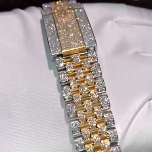 High Quality Luxury Fashion Moissanite Diamond Watch <b>White</b> <b>Gold</b> Band 20mm Mechanical Movement Colorless DEF Lab Hip Hop Style - Product Image 3