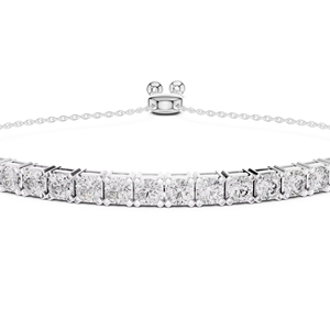 Bracelet tennis ajustable en or blanc 14 carats avec diamants, élégant bracelet chaîne à diamants ronds, bracelet minimaliste à ligne de diamants - Product Image 1