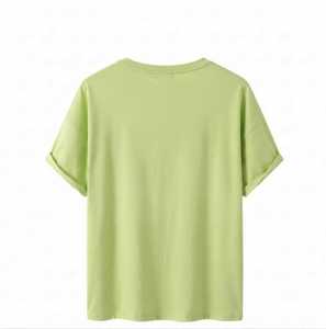 Camiseta de Cuello Redondo, Manga Corta, Corte Regular, 100% Algodón, Color Verde Claro, Estilo Vintage, Casual, para Hombre y Mujer, Tejido Transpirable de Secado Rápido - Product Image 2