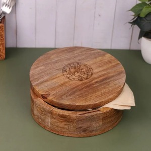 Boîte à Casserole Ronde en Bois Faite à la Main, Diamètre 24 cm, avec Couvercle, Design Minimaliste, Contenant de Rangement Durable - Product Image 4
