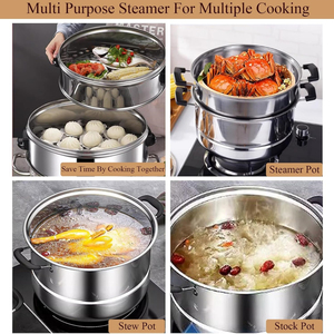 Olla Vaporera Premium para Cocina con Tapa de Vidrio Templado, Cuerpo de Acero Inoxidable Resistente, Base Compatible con Inducción - Product Image 6