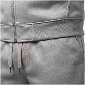 Men's Gray Hooded <b>Zipper</b> <b>Sweatshirt</b> Full Sleeve Solid Color Casual Breathable Regular Fit Autumn Wear - Product Image 5