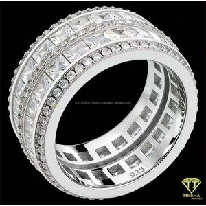 Luxury Lab Grown Diamond 925 <b>Silver</b> Multi Row Statement <b>Ring</b> With Sparkling Stone Details For <b>Men</b> Wholesale Jewelry - Product Image 1