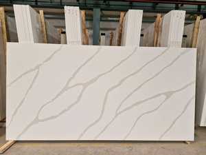 Calacatta Incise Modern Artificial Quartz Stone Marble Look Cut-To-Size Kitchen Countertop Slab <b>Island</b> with 15-30mm Thickness - Product Image 1