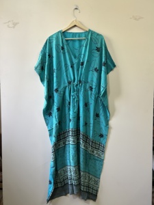 Lote surtido de vestidos kaftán de seda sari india, vestido maxi vintage de crepé de seda para mujer - Product Image 2