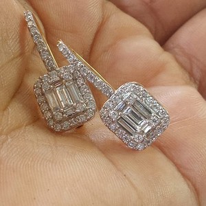 925 Sterling Silver Rhodium Plated Round Cut Natural <b>Diamond</b> Ladies Drop <b>Dangle</b> <b>Earrings</b> Womens 1.53 Ct Trendy Wedding Jewelry - Product Image 6