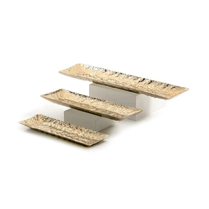 Plateau de service rectangulaire texturé argenté, plateau décoratif en métal pour la cuisine, la table à manger, l'usage domestique et la décoration - Product Image 3