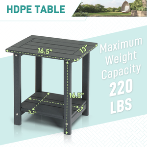 2-Tier Dark Grey HDPE Adirondack <b>Side</b> <b>Table</b> Weather-Resistant <b>Small</b> Outdoor Patio End <b>Table</b> - Product Image 2