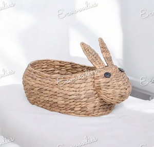Wholesale Price Eco-Friendly Natural Water Hyacinth Kids Rabbit Shape <b>Laundry</b> <b>Basket</b> Toy Storage Solution for Living Room - Product Image 5