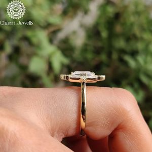Charm Jewells Cushion Cut Moissanite IGI Certified Engagement <b>Ring</b> 18K Gold Filled Prong Setting Women's Classic Wedding Band 3 - Product Image 2
