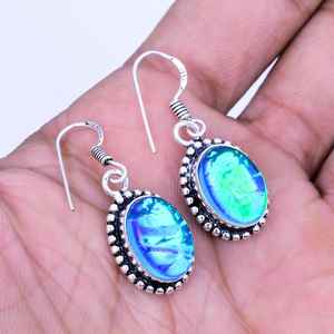 Handmade Australian Triplet Fire Opal <b>Earrings</b> 925 Sterling Silver Boho Jewelry Statement Gift For Women <b>Men</b> - Product Image 4