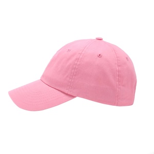 Wholesale High Quality Custom 6 Panel 100% Washed Cotton Pink <b>Blank</b> Plain Dad Hat Snapback Distressed Brim Baseball <b>Cap</b> for Wome - Product Image 1