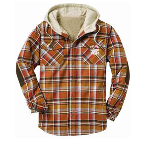 Plaid Hooded Flannel Shirt With <b>Sherpa</b> Lining And Front Logo For <b>Women</b> Plus Size Casual Autumn Wear - Product Image 1