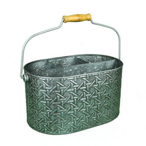 Porta utensilios de acero galvanizado resistente con asa, estilo rústico, 4 compartimentos, organizador de cubiertos metálico para encimera de cocina - Product Image 6