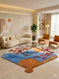 Éventail pliant artisanal en bois naturel, design moderne peint avec des fleurs de cerisier et le mont Fuji, décoration d'intérieur, artisanat, cadeau - Product Image 5