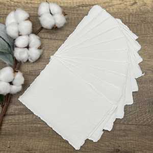 ALBORZ Handmade Blank Cotton <b>Paper</b> Sketch Deckled Edge Acid Free Natural White Painting Sheets Custom Size Watercolor Invitation - Product Image 3