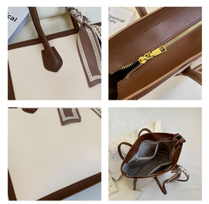 Bolso Tote de PU con Cierre, Color Sólido, Estilo Retro, para Mujer, Primavera 2025, Nueva Colección, Gran Capacidad, Bolso de Hombro Moderno de Poliéster - Product Image 4