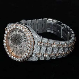 Reloj de Lujo para Hombre con Diamantes, Caja de Plata con Moissanita de 28 mm, Movimiento Analógico de Cuarzo ETA, Resistente al Agua 10 m, Cristal de Zafiro Oculto - Product Image 5