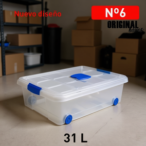 Scatole originali in plastica da 31 litri con ruote e coperchio per l'organizzazione della casa - Product Image 3