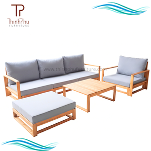 EDEN Ensemble de canapés de jardin contemporains en bois d'acacia, 6 pièces, écologiques, avec coussins imperméables, pliables, pour hôtels et villas - Product Image 1